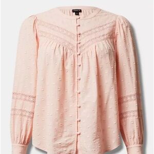 Torrid Pink Embellished Long Sleeve Blouse